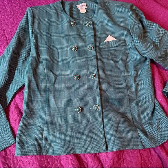 Vintage 90s good Times table blazer with faux handkerchief size 10- houndstooth - Picture 1 of 3